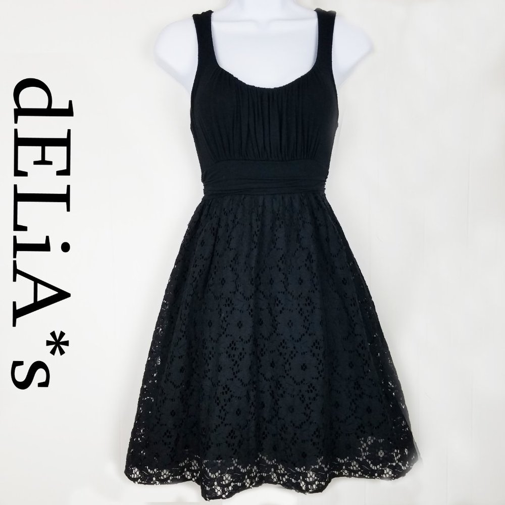 SLEEVELESS "FIT AND FLARE" LACE SKIRT TANK DRESS